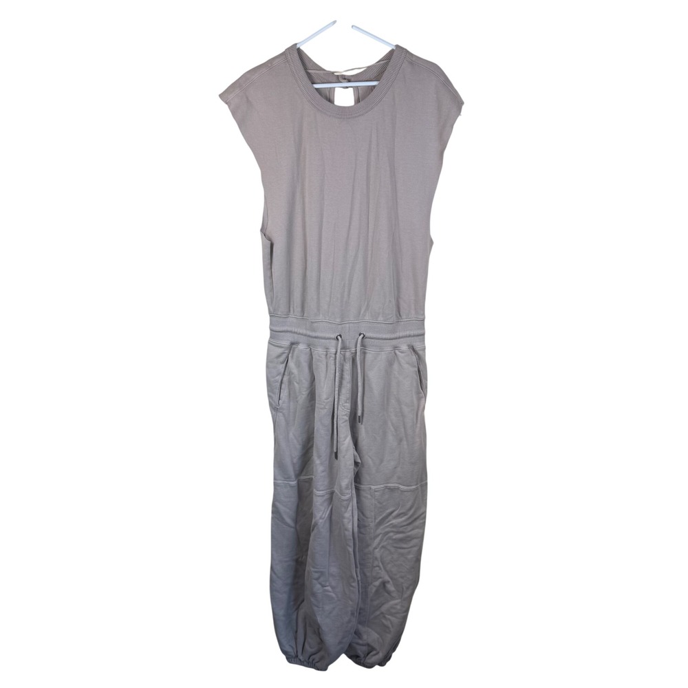 Free People Throw And Go Onesie Women Small Taupe Jumpsuit Open Back Boho Grunge
